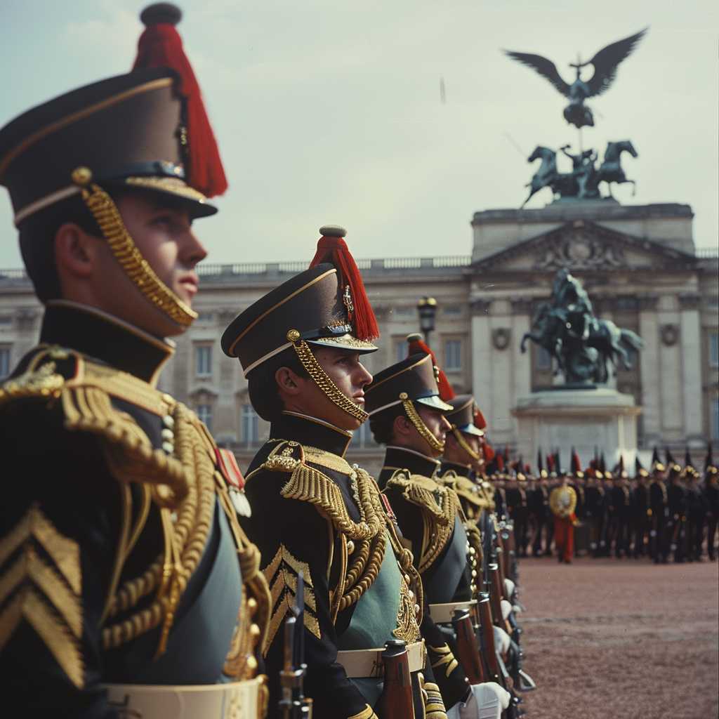 French soldiers Guard Buckingham Palace - French Soldiers Stand Guard at Buckingham Palace: A Historical Moment of Unity and Tradition - 09/Apr/2024